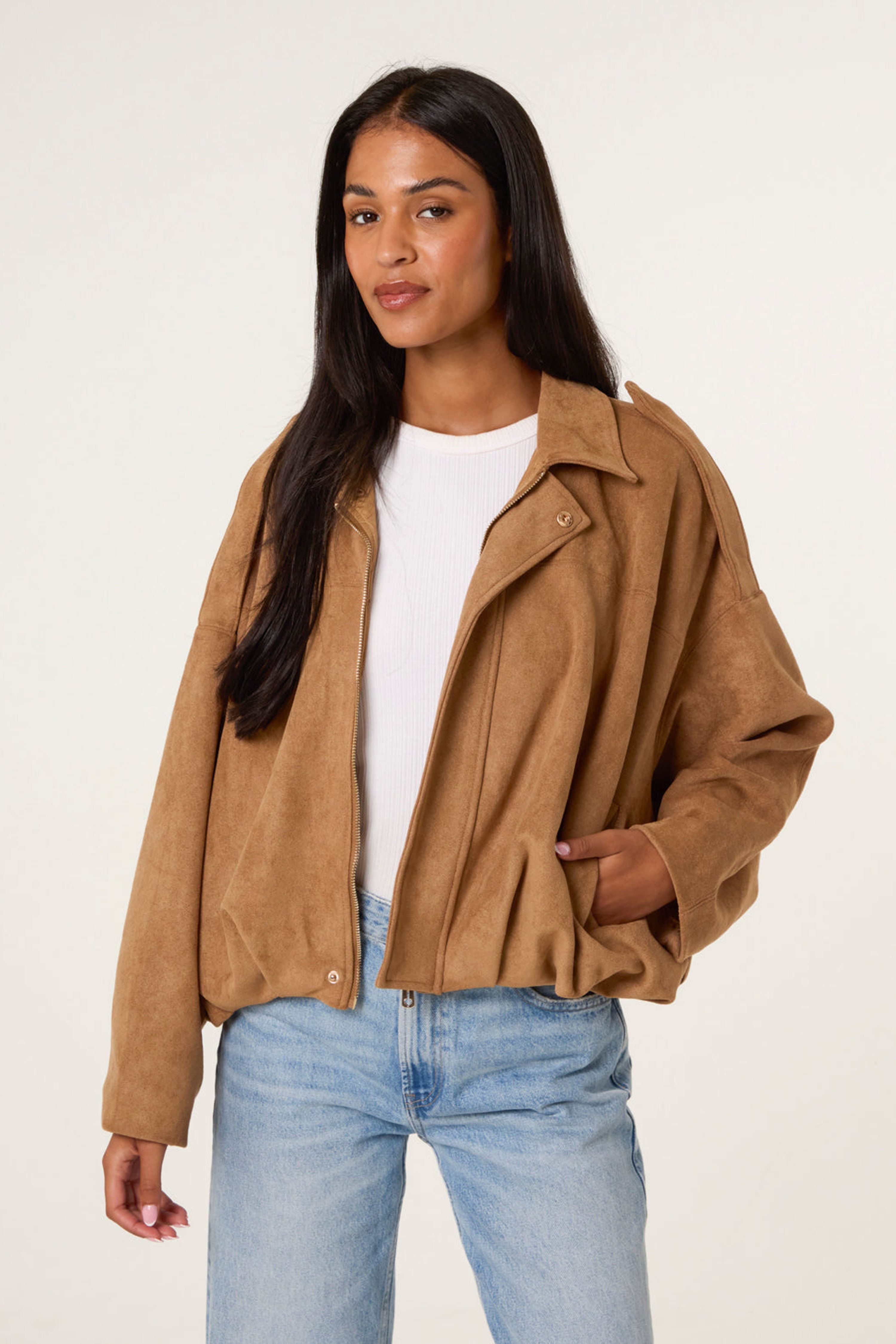 Blue Vanilla Blue Vanilla Women's Light Tan Suedette Puffball Jacket - 2