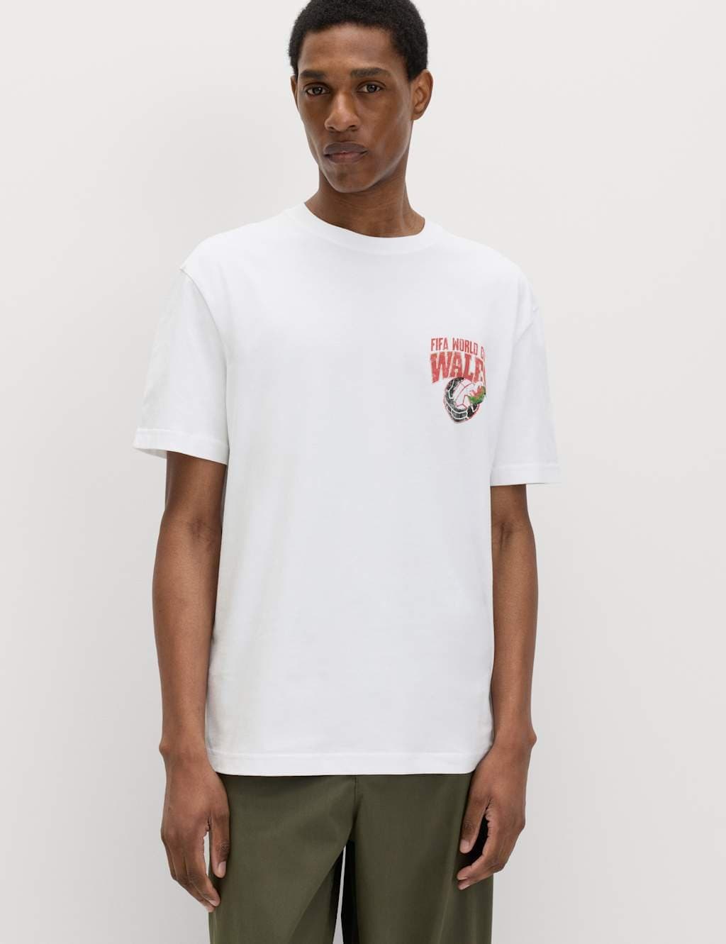 Marks & Spencer M&S Pure Cotton FIFA™ Classics Wales T-Shirt White