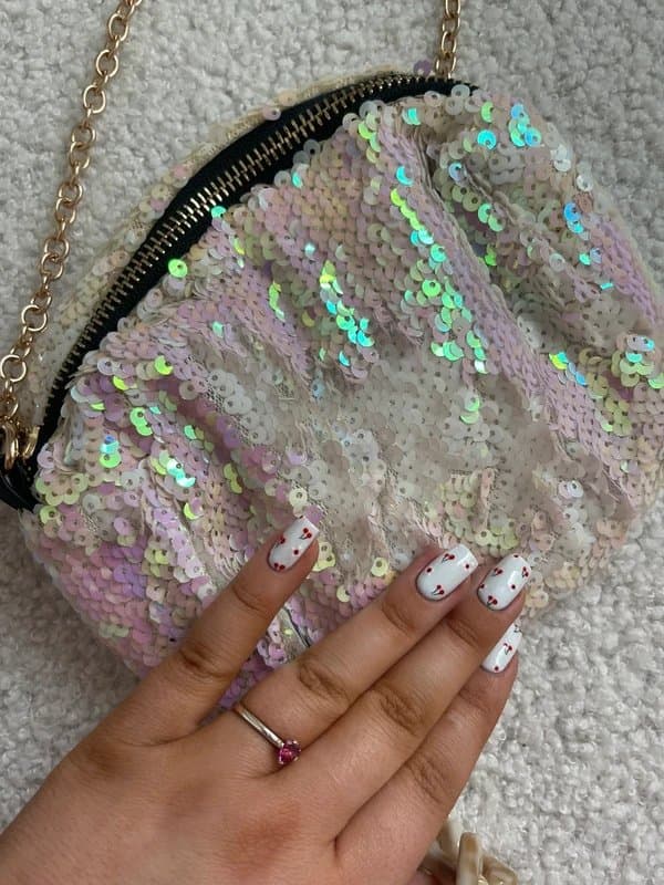 Primark Pink and White Sequin Mini Bag