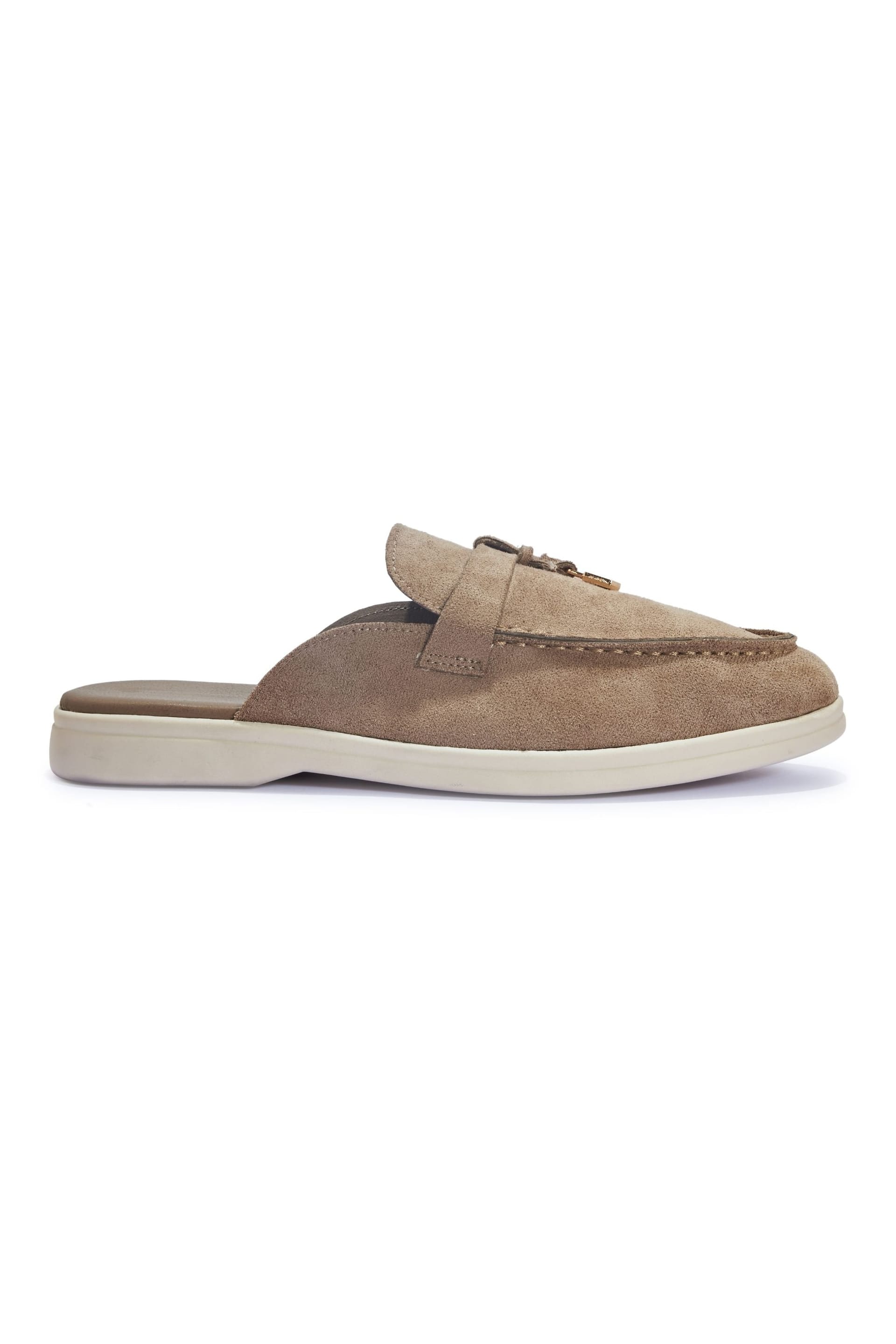 Truffle Collection Truffle Collection Women's Loafers Casual Microfibre Slip On Backless Almond Toe Shoes in Taupe - 4