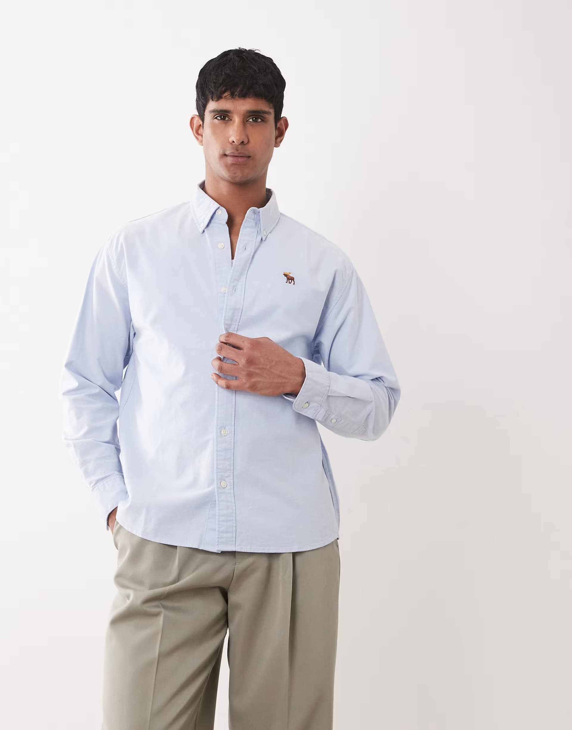 ASOS Abercrombie & Fitch icon logo oxford shirt in blue