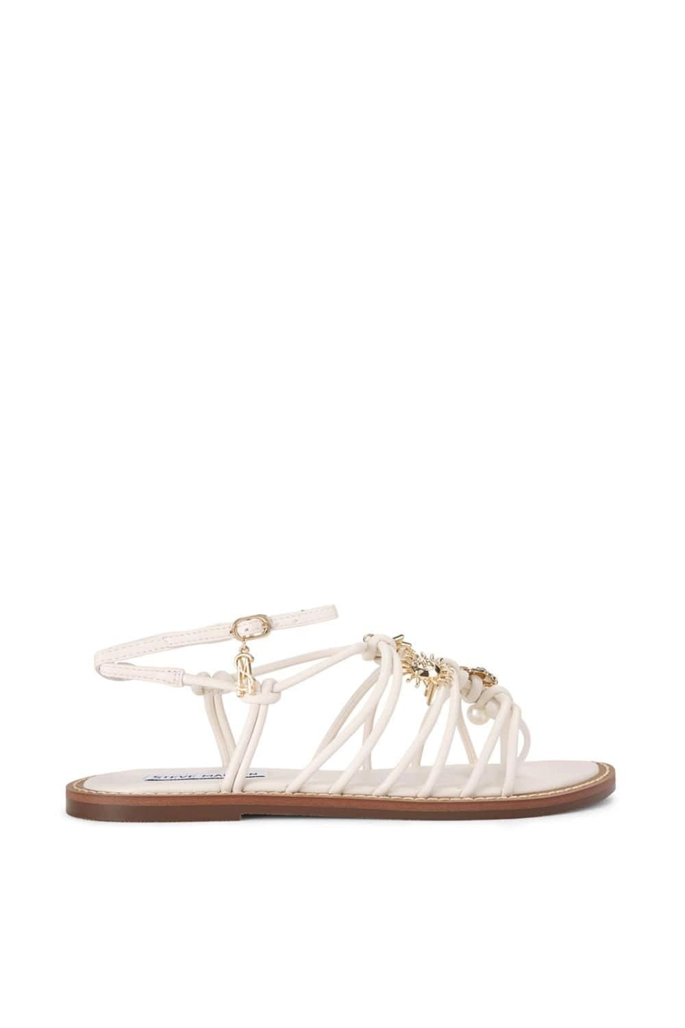 Steve Madden Steve Madden Cream 'La Charmer White' Sandals with Gold Charms