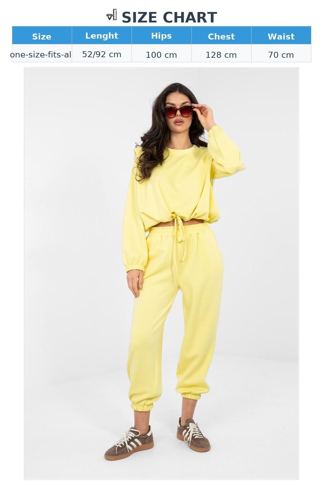 Love Lace Love Lace Women's Minimalist Viscose Elastane Sweatshirt Pants Set in Yellow - 4