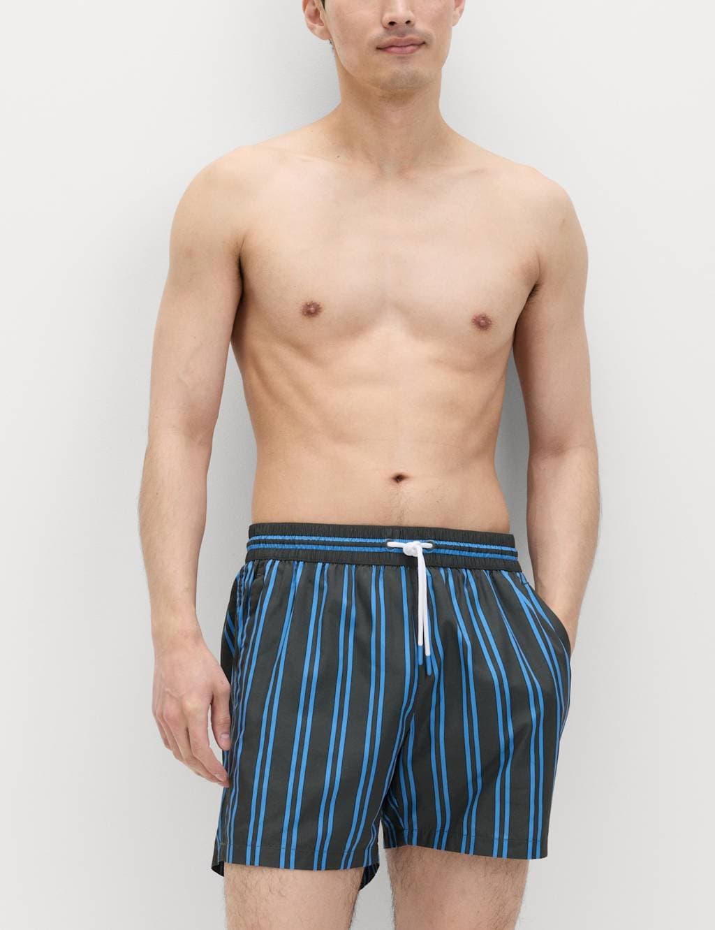 Marks & Spencer M&S Quick Dry Striped Swim Shorts Khaki