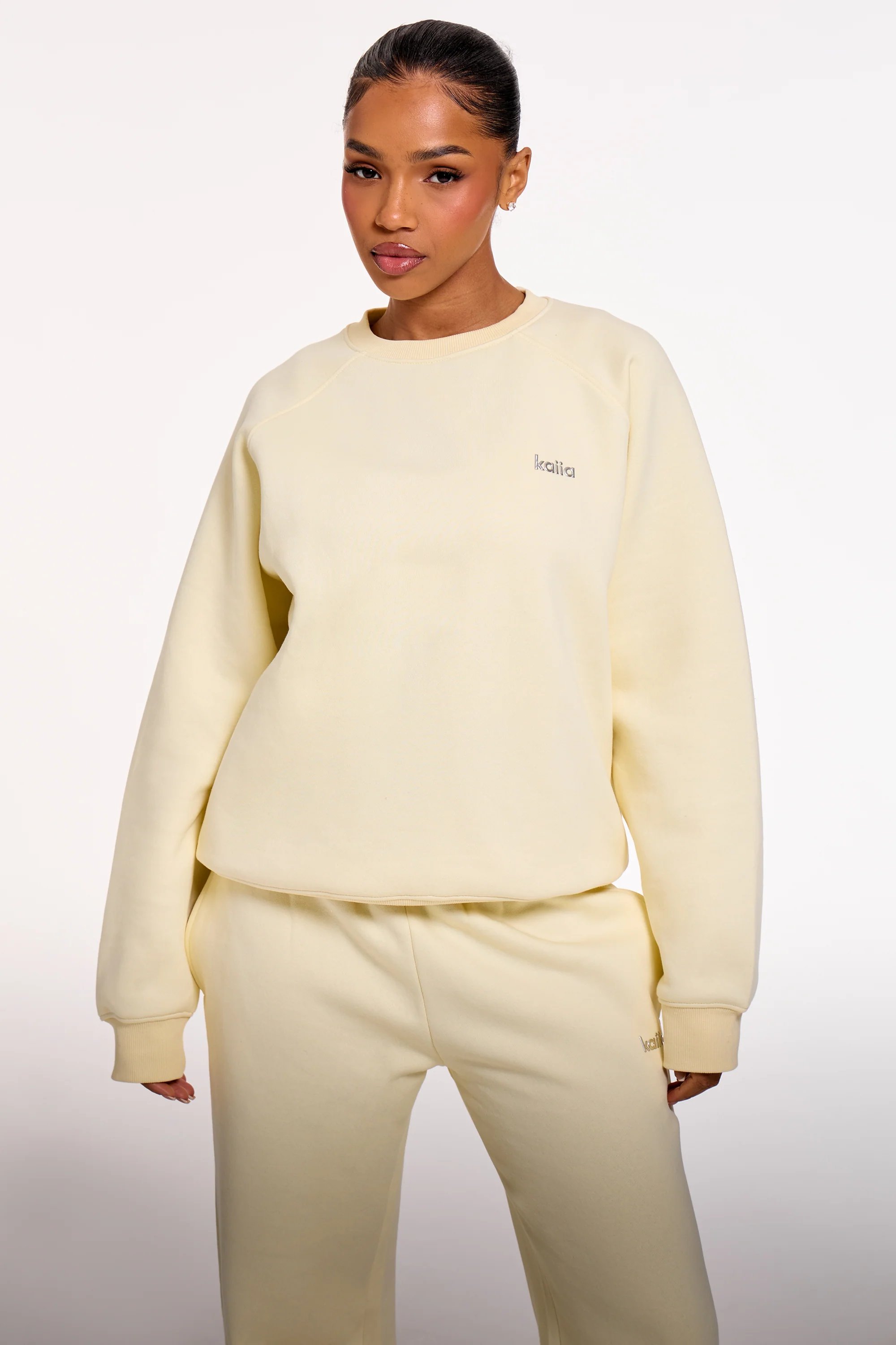 Kaiia Kaiia Chrome Logo Oversized Sweatshirt Lemon - 2