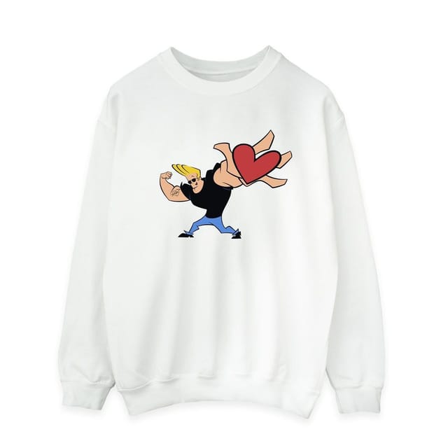 Johnny Bravo Johnny Bravo Men's Heart Present Sweatshirt in White - 2