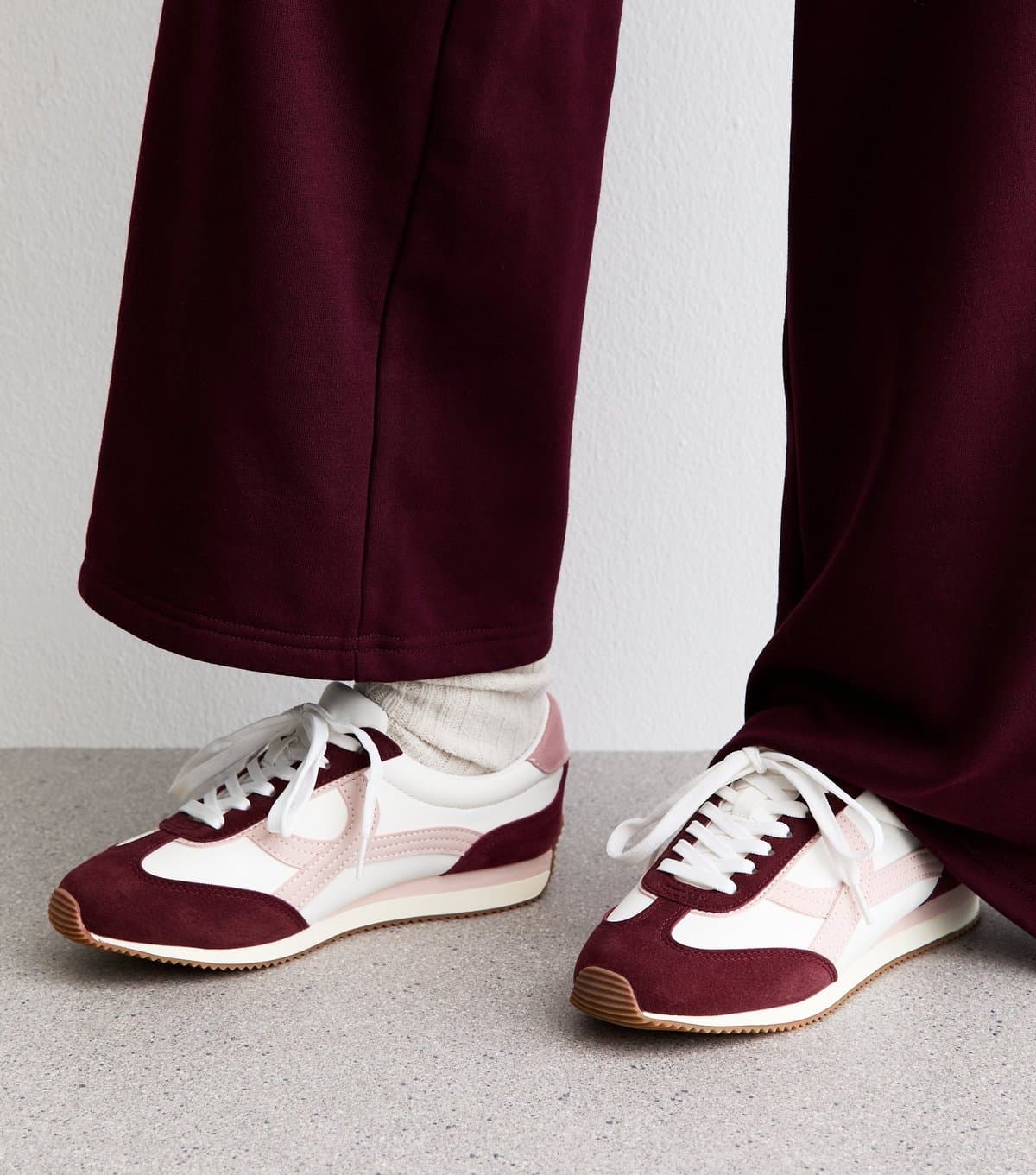 New Look Women's Light Pink Faux Leather Panelled Trainers Vegan New Look