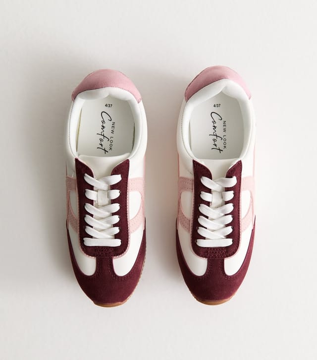 New Look Women's Light Pink Faux Leather Panelled Trainers Vegan New Look - 2