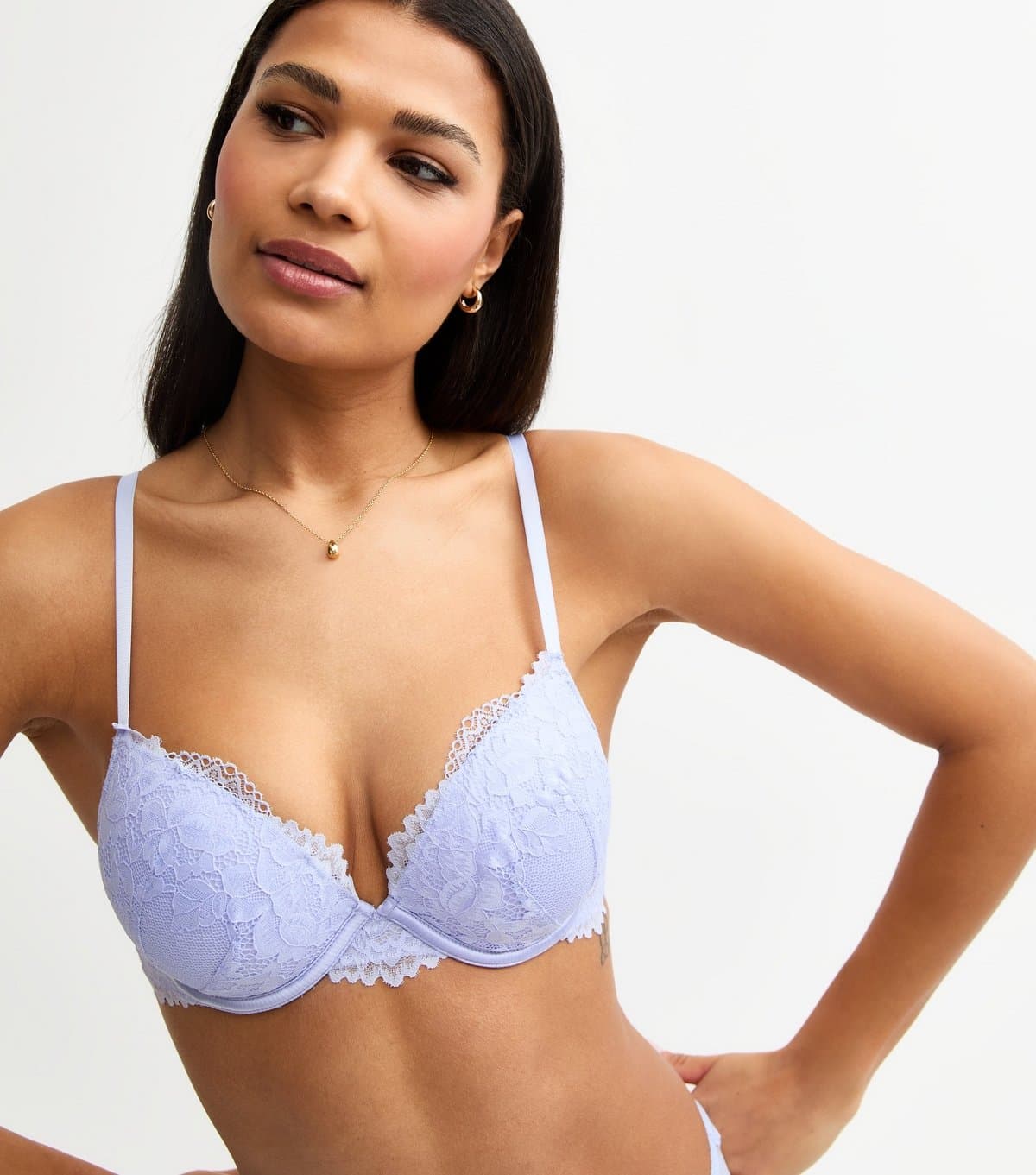 New Look Women's Light Blue Lace Underwire Bra New Look
