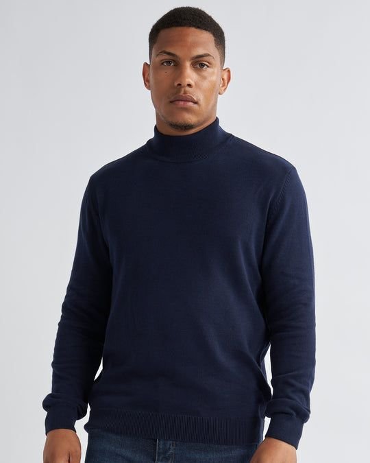 Alse Studio Alse Studio Men's Turtleneck Jumper 100% Cotton Premium Quality in Navy - 2