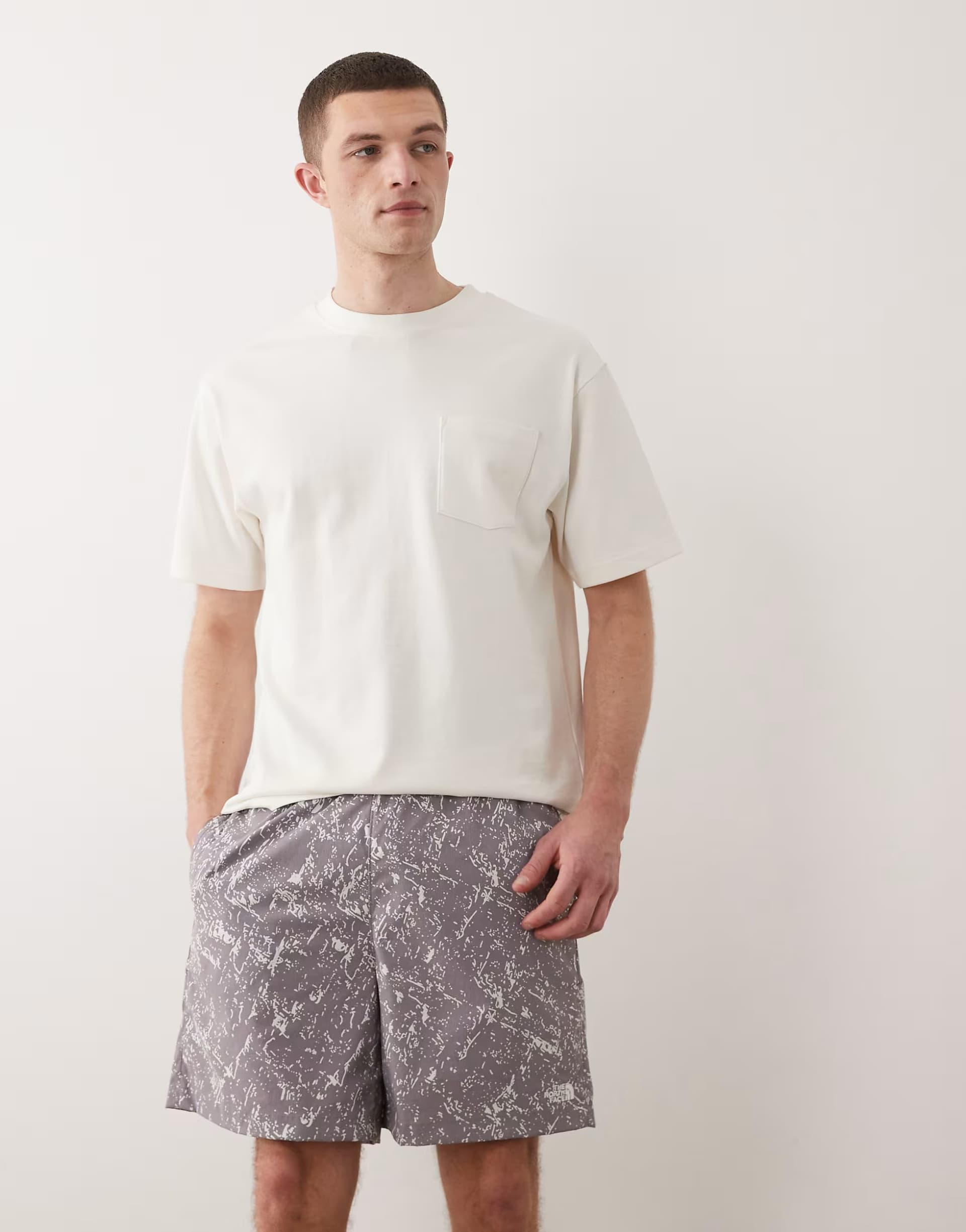 ASOS The North Face Class V Pathfinder Pull On 7" short in grey print