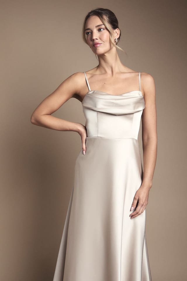 Coast Coast Women's Strappy Drape Bodice Maxi Bridesmaid Dress in Champagne - 2