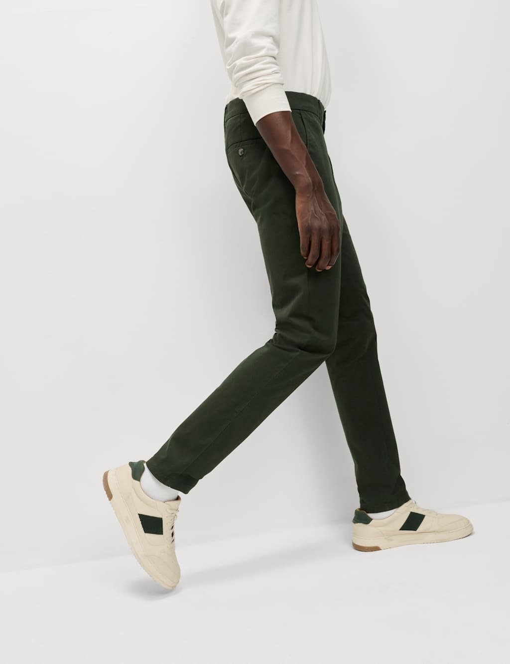 Marks & Spencer M&S Slim Fit Cotton Rich Stretch Chinos Dark Khaki - 2