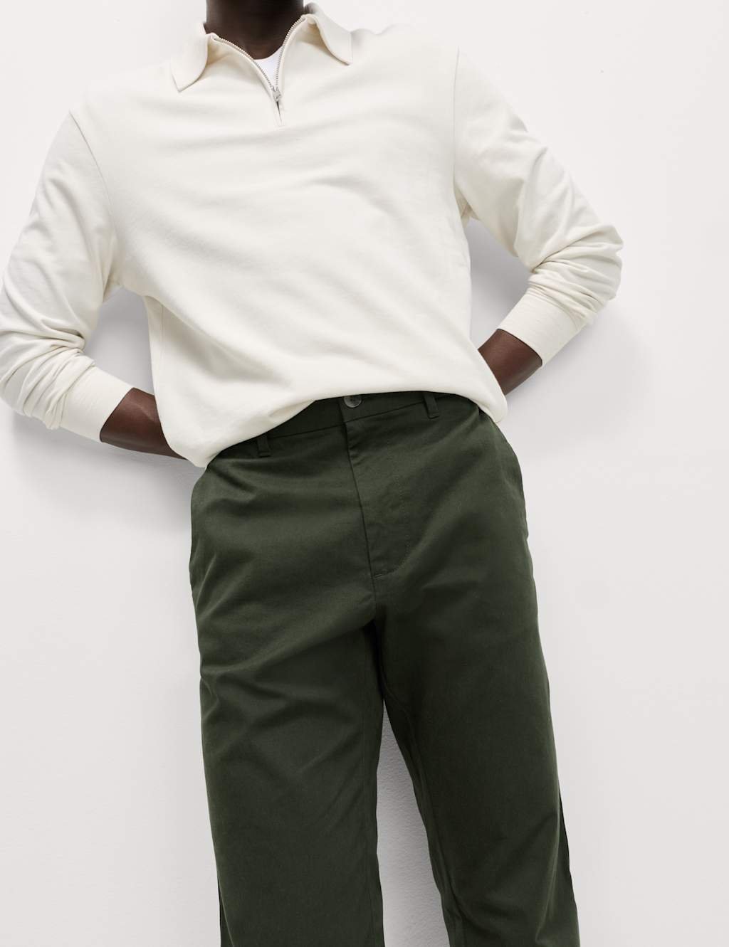 Marks & Spencer M&S Slim Fit Cotton Rich Stretch Chinos Dark Khaki - 3