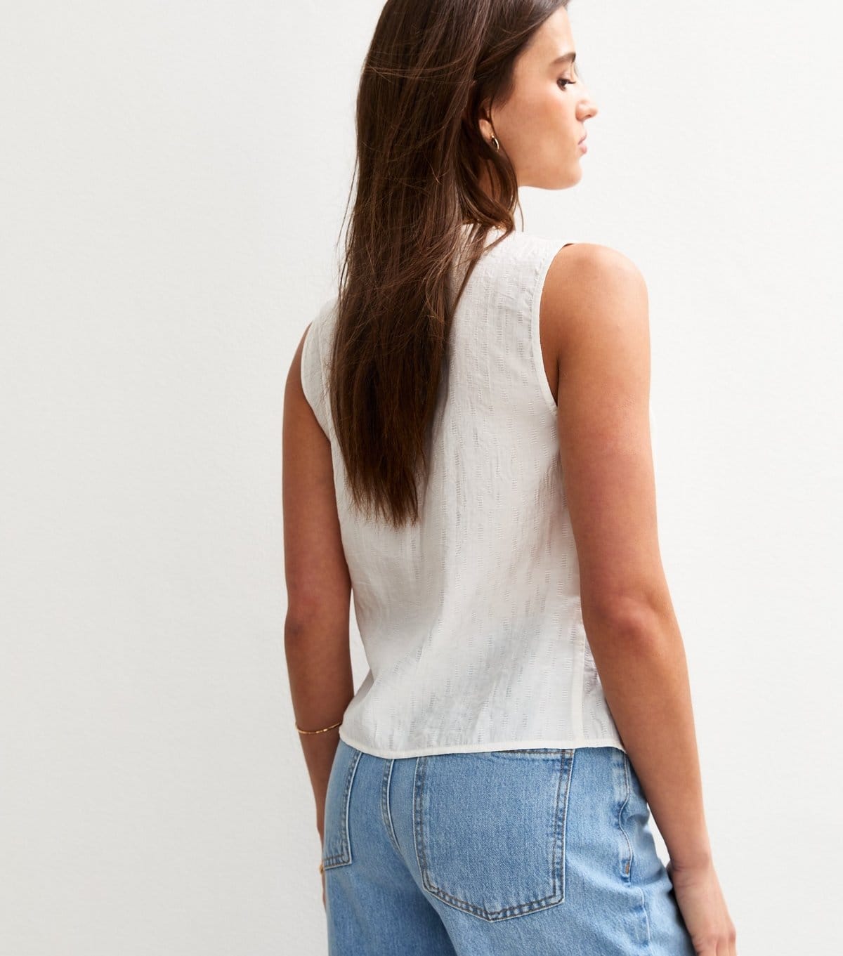 New Look Women's White Pleated Tie Front Sleeveless Top New Look - 4