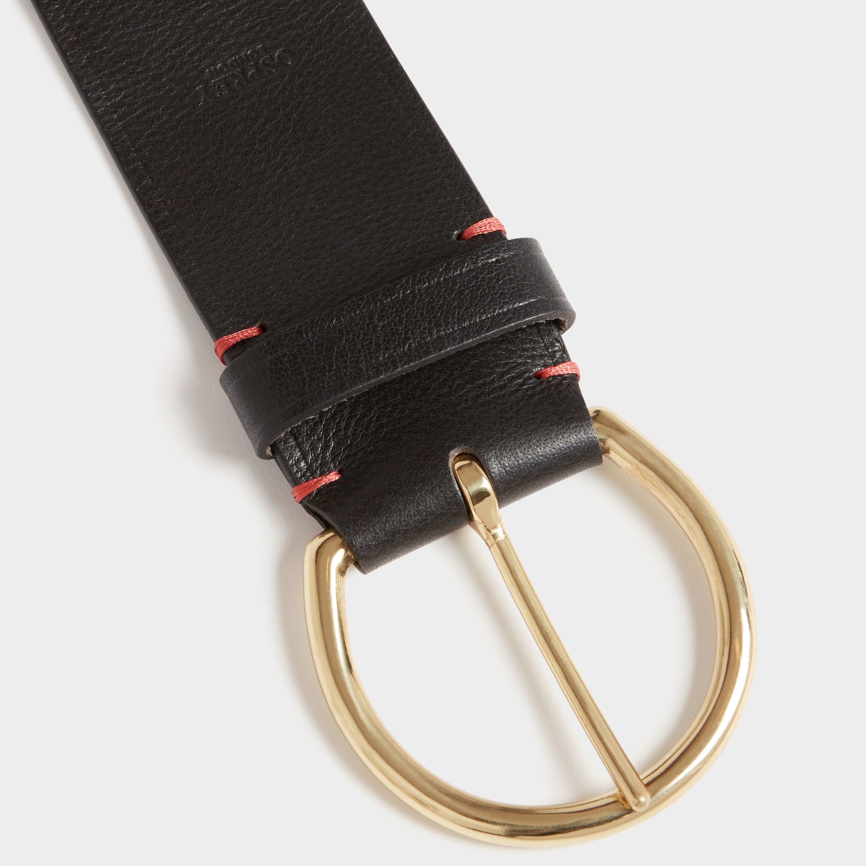 OSPREY LONDON OSPREY LONDON Women's The Hoop Brass Buckle Leather Belt in Black - 2