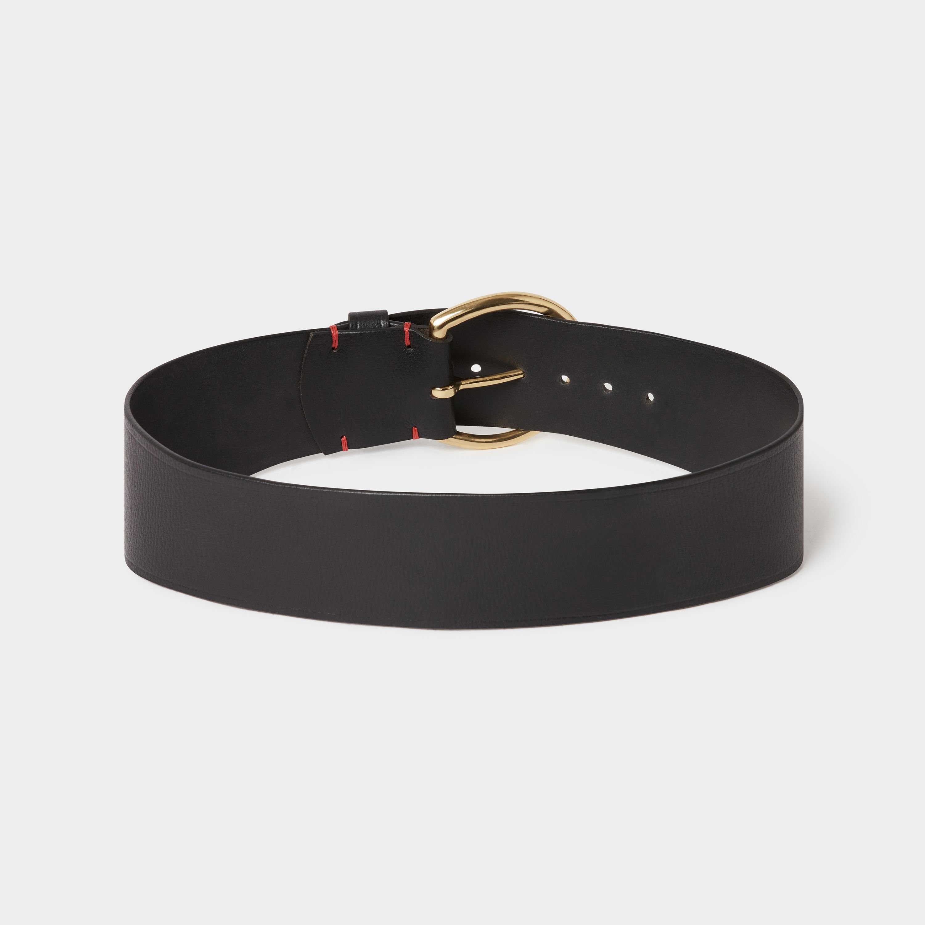 OSPREY LONDON OSPREY LONDON Women's The Hoop Brass Buckle Leather Belt in Black - 3