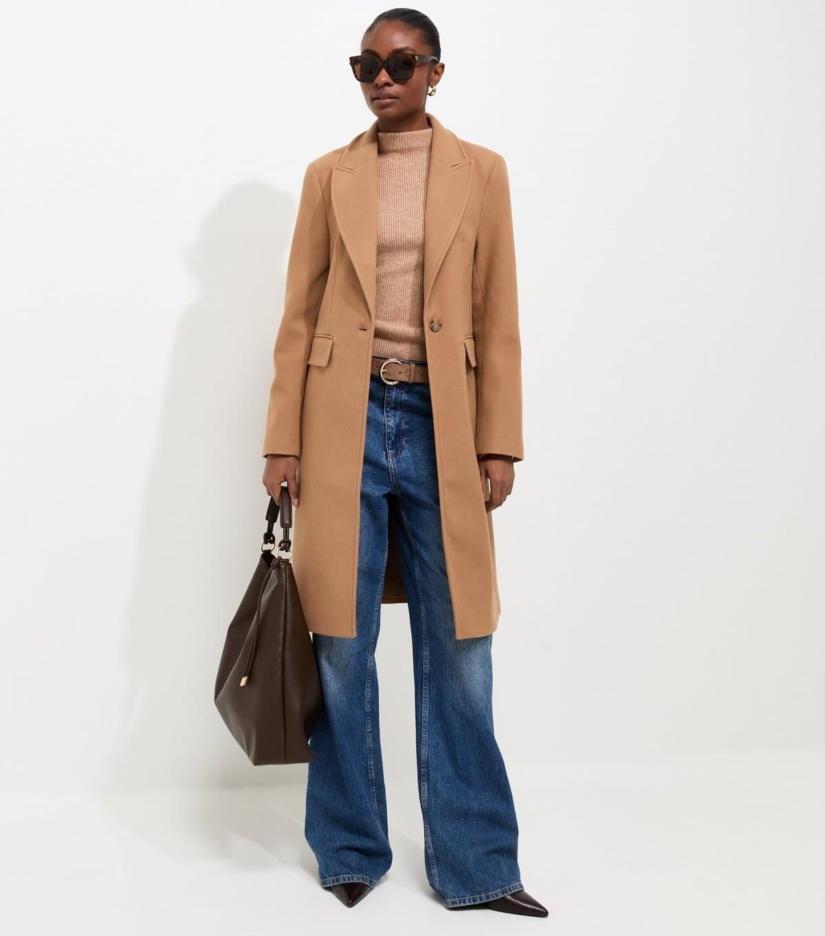 New Look Women's Camel One Button Single Breasted Coat New Look