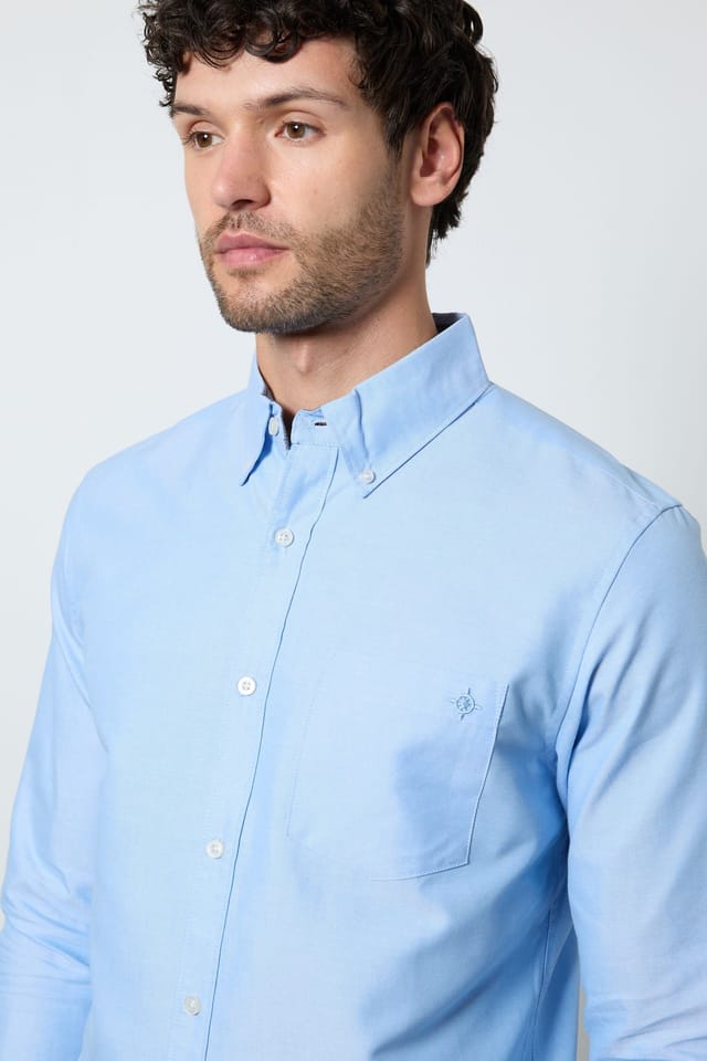 Maine Maine Men's Light Blue Oxford Long Sleeve Shirt - 2