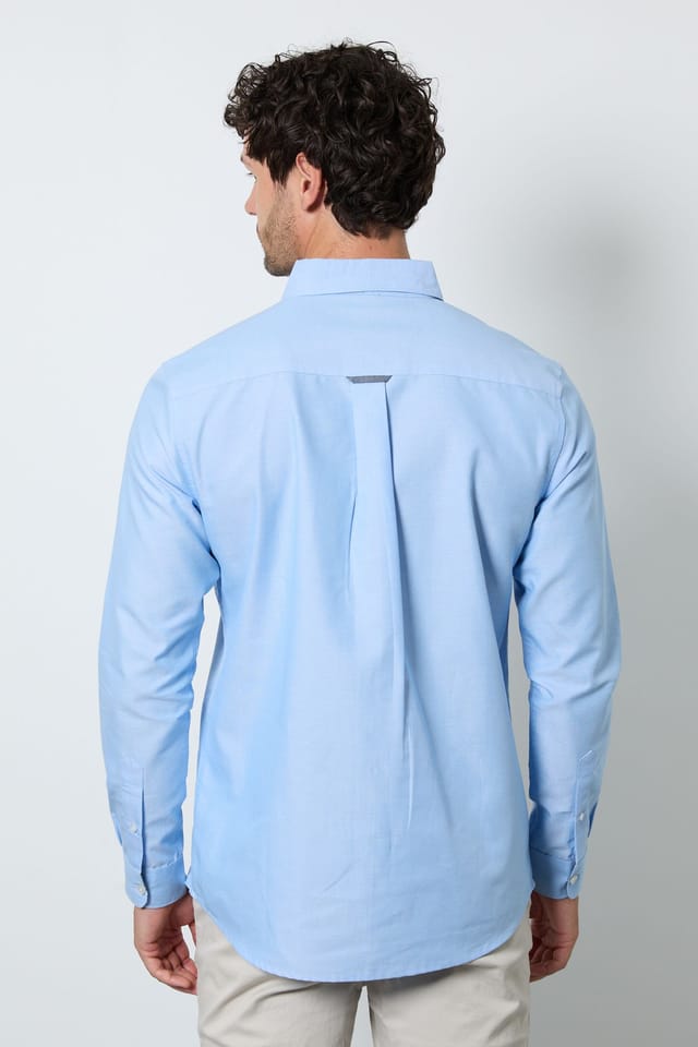 Maine Maine Men's Light Blue Oxford Long Sleeve Shirt - 3