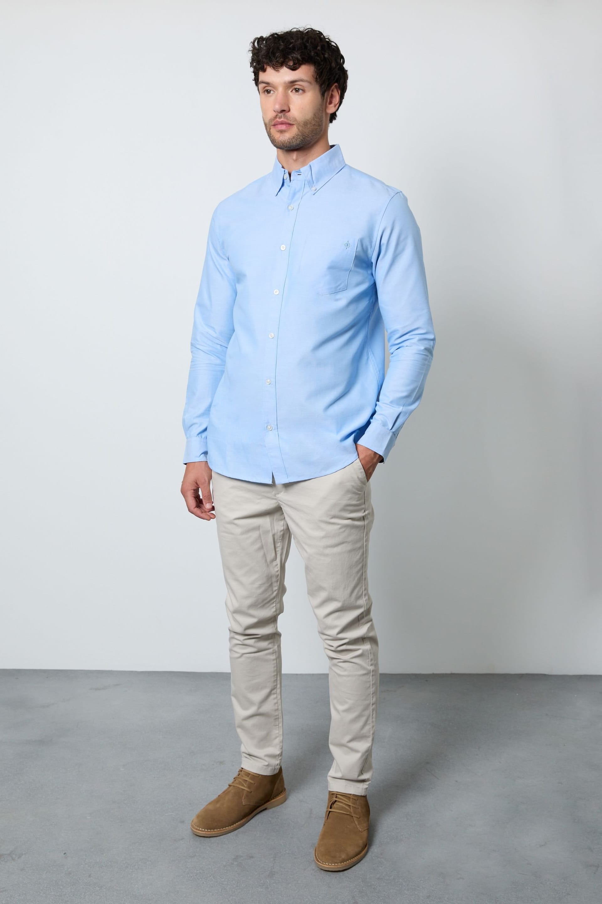 Maine Maine Men's Light Blue Oxford Long Sleeve Shirt - 4