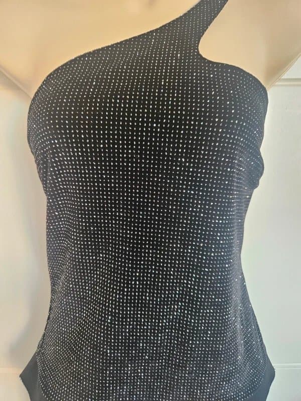 Bershka Bershka new black diamante embellished one shoulder body suit top limited edition large party