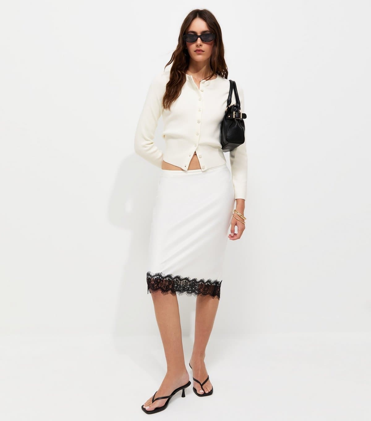 New Look Women's Cream Compact Knit Crew Neck Cardigan New Look