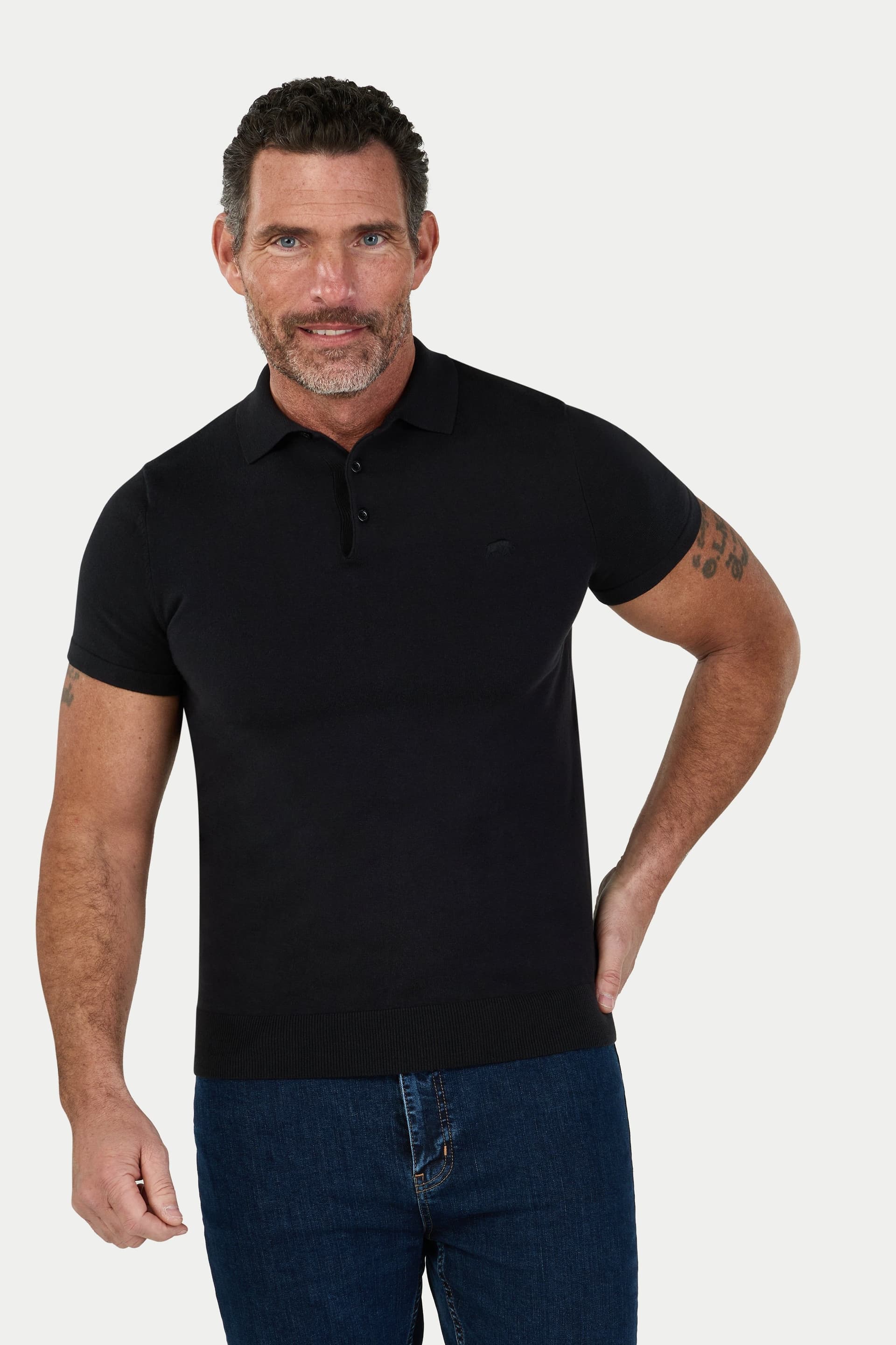 raging bull Raging Bull Men's Short Sleeve Knitted Polo in Black