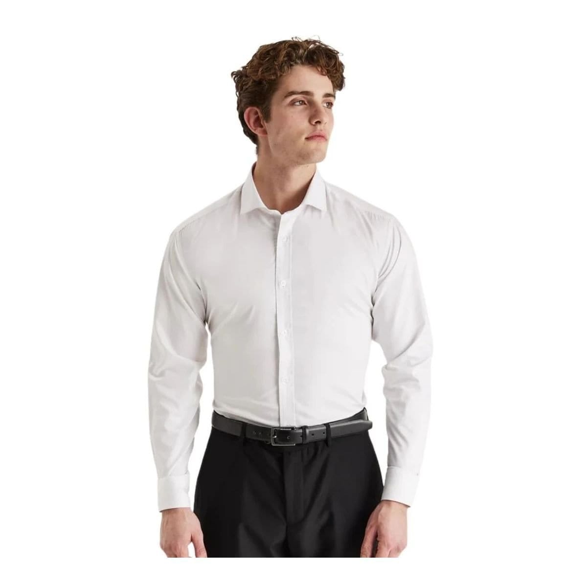 Paul Andrew Paul Andrew Men's Classic Dress Shirt Double Cuff Cutaway Collar Formal in White - 4