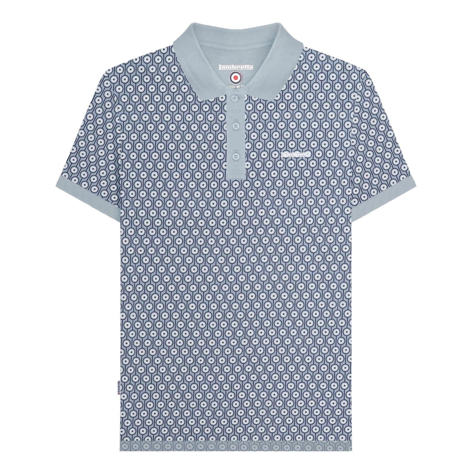 Lambretta Lambretta Men's AW24 Geometric Polo Shirt in Blue