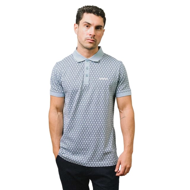 Lambretta Lambretta Men's AW24 Geometric Polo Shirt in Blue - 3