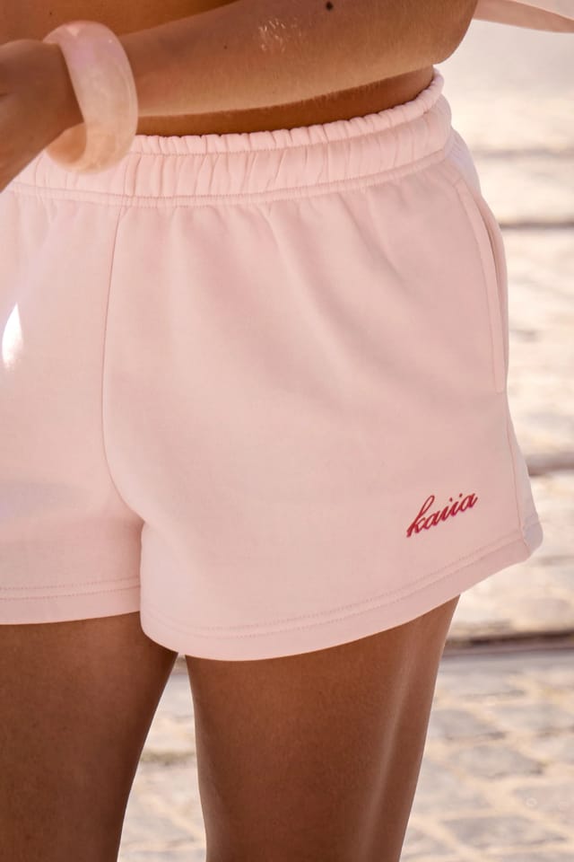 Kaiia Kaiia Logo Mini Sweat Shorts Marshmallow Pink - 2
