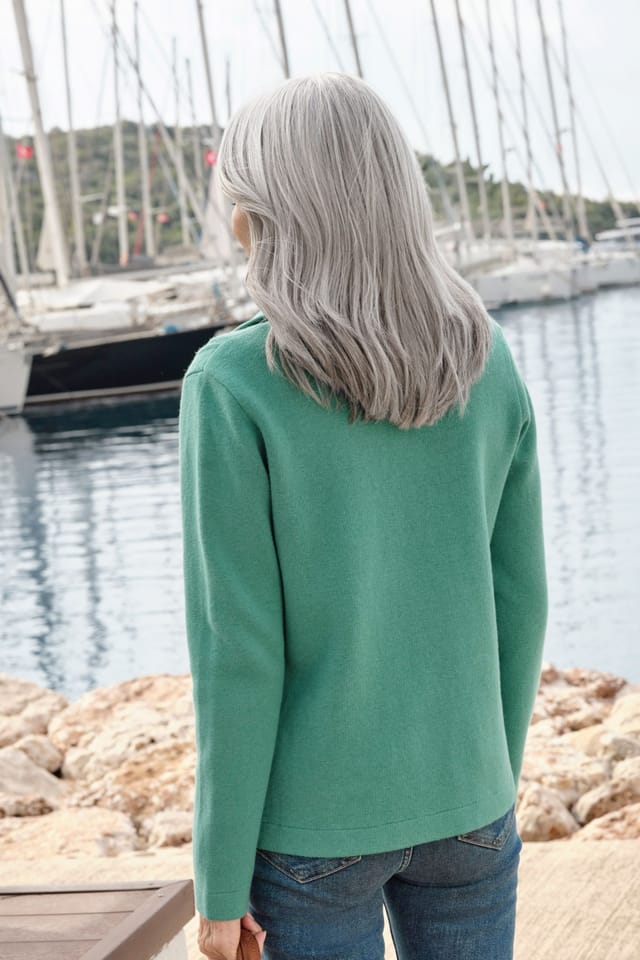WoolOvers WoolOvers Women's Cotton Blend Edge to Edge Jacket in Green - 3