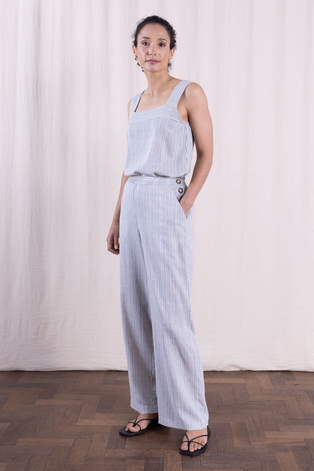 Nomads Clothing Nomads Clothing Women's Women Linen Wide Leg Striped Trousers in Natural - 3