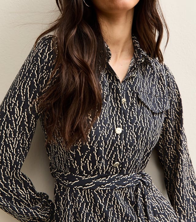 New Look Women's Black Squiggle Print Mini Shirt Dress New Look - 3
