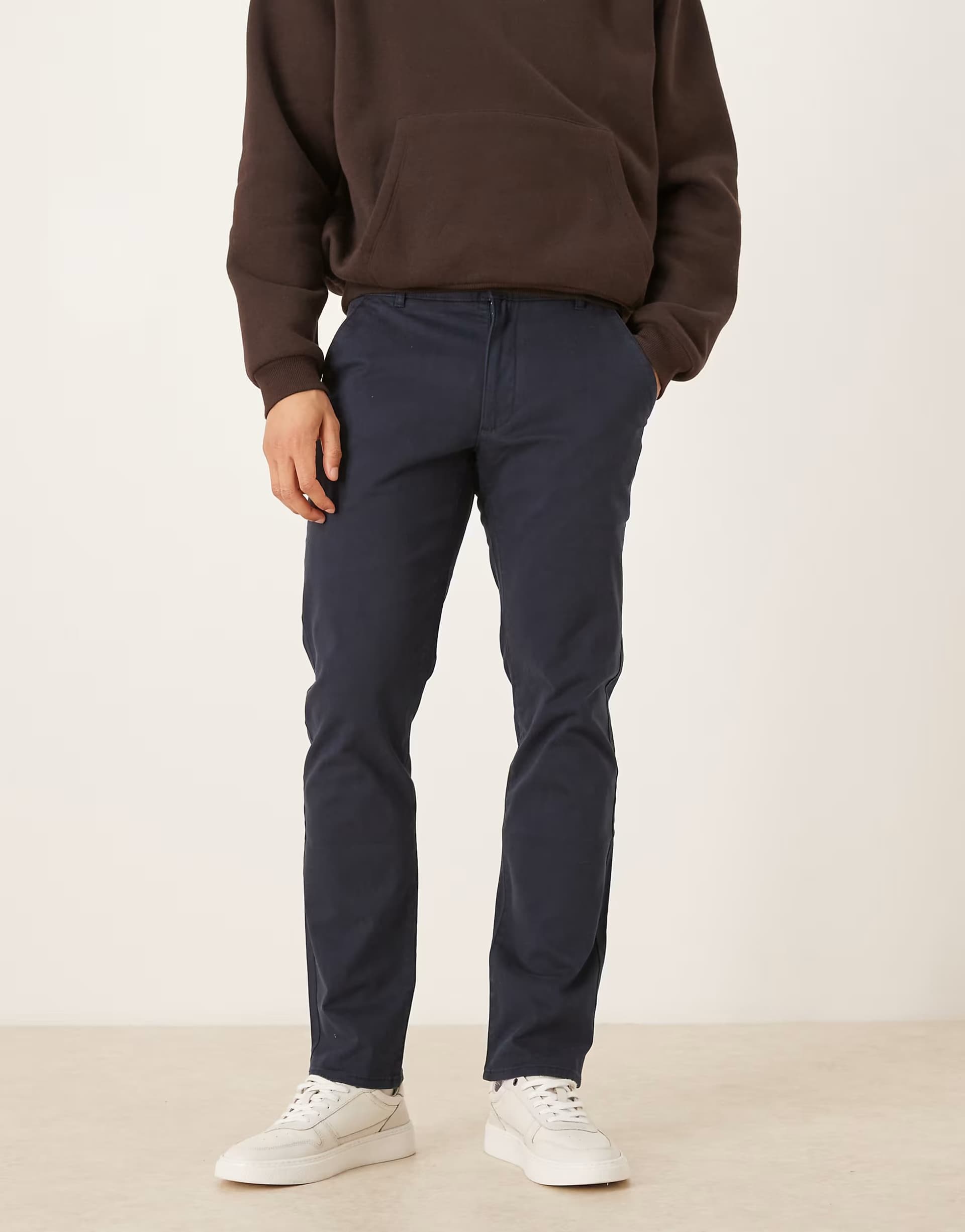 ASOS Farah Elm straight leg twill chino trousers in navy