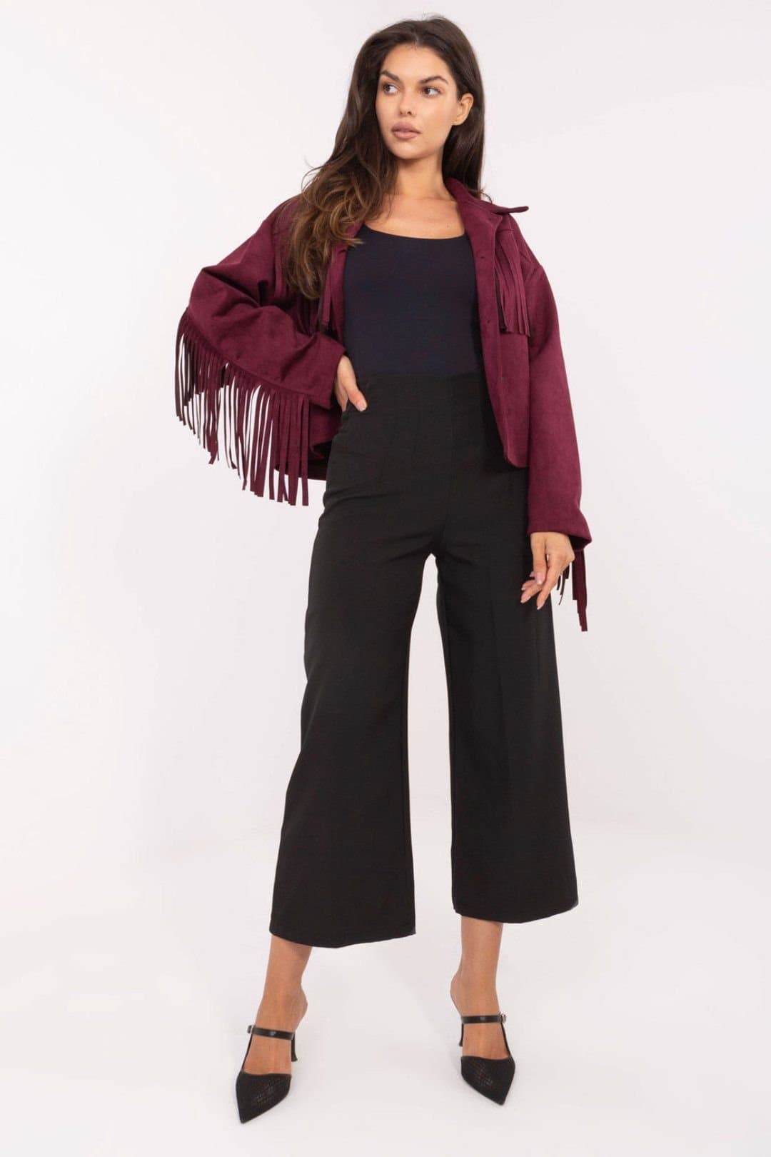 Love Lace Love Lace Women's Elegant High Waisted Wide Leg Culottes in Black