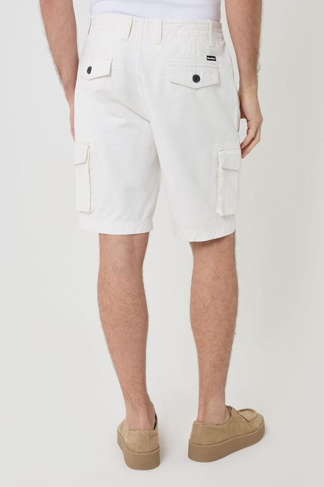 Threadbare Threadbare Men's Cotton Twill Cargo Shorts in White - 2