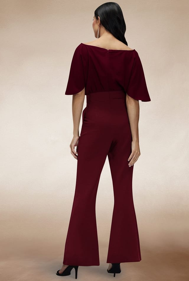 Hot Squash Hot Squash Women's Drop Shoulder Jumpsuit in Wine - 2