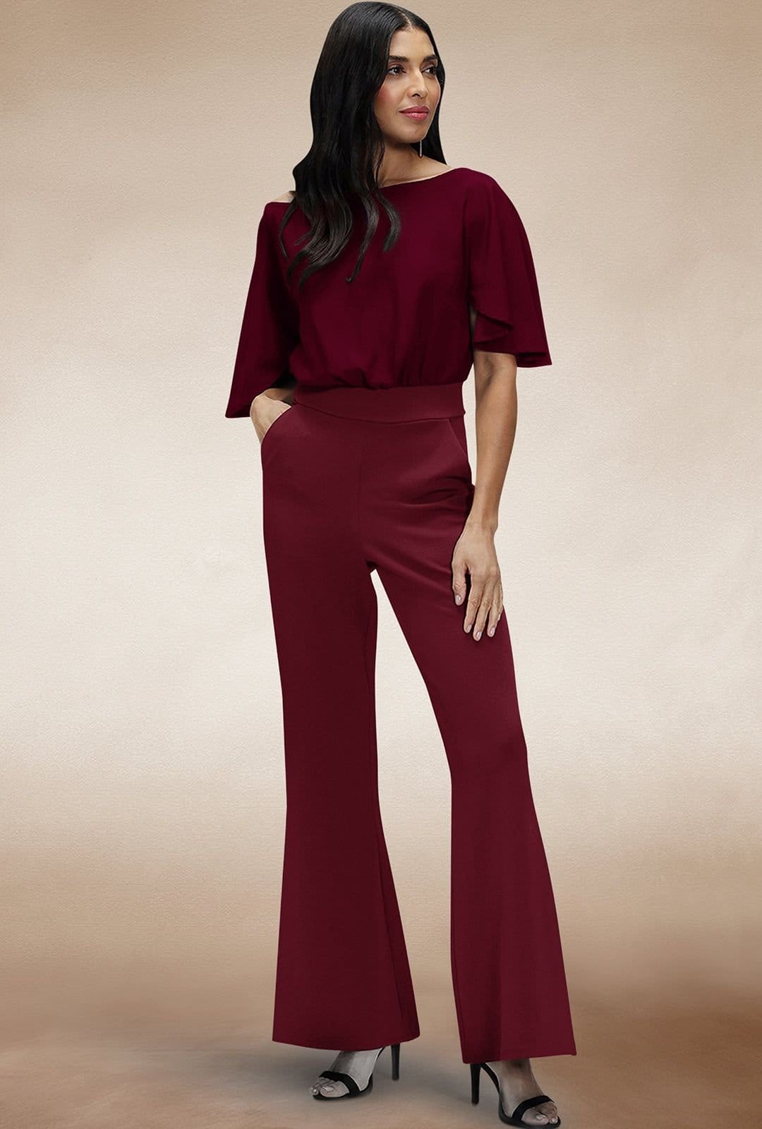 Hot Squash Hot Squash Women's Drop Shoulder Jumpsuit in Wine - 4