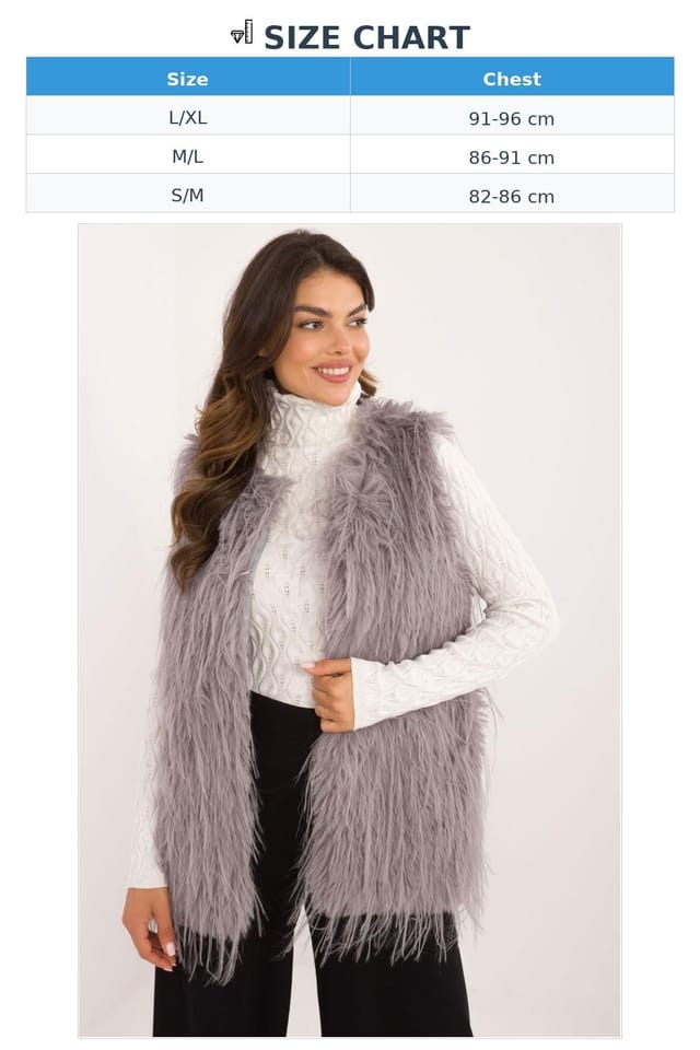 Love Lace Love Lace Women's Faux Fur Lined Hook Fastening Gilet Vest in Grey - 3