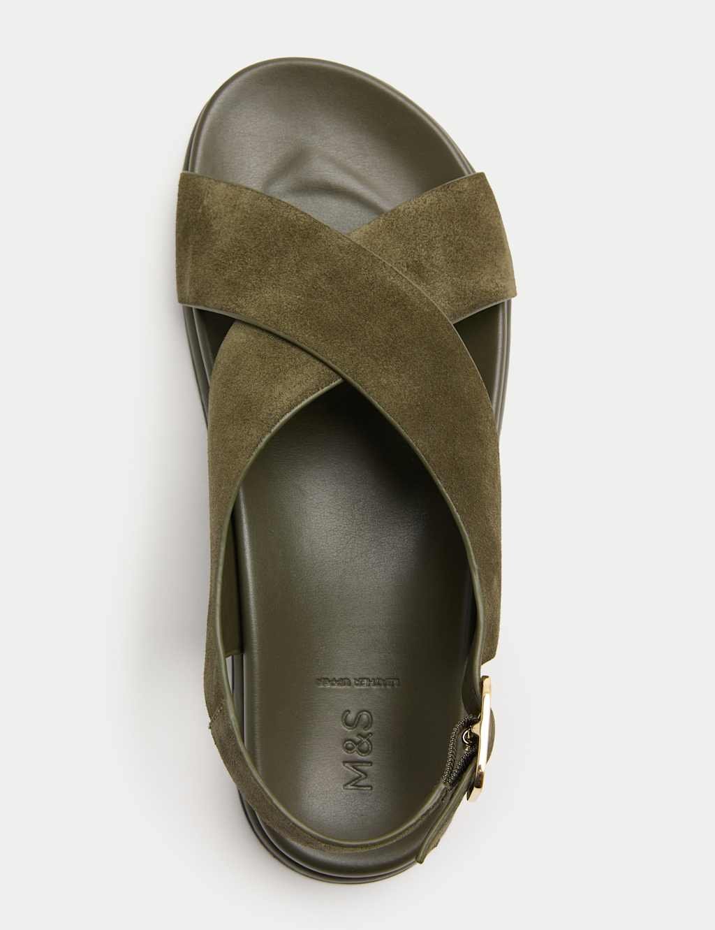 Marks & Spencer M&S Suede Crossover Footbed Sandals Olive - 2