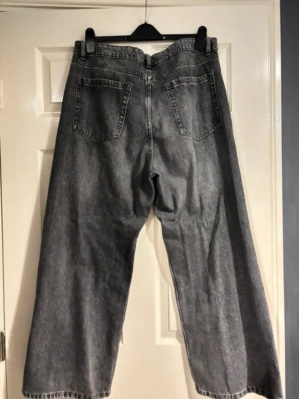 Bershka Grey Denim High-Waisted Jeans