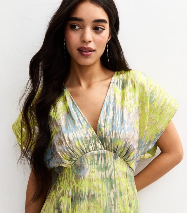 New Look Women's Multicoloured Metallic Jacquard V Neck Mini Dress New Look - 3