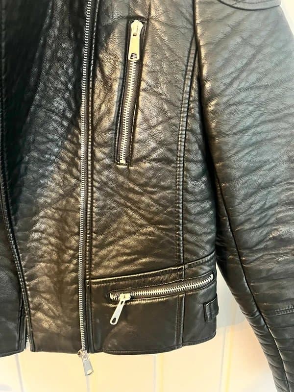 New Look Black Leather look biker jacket