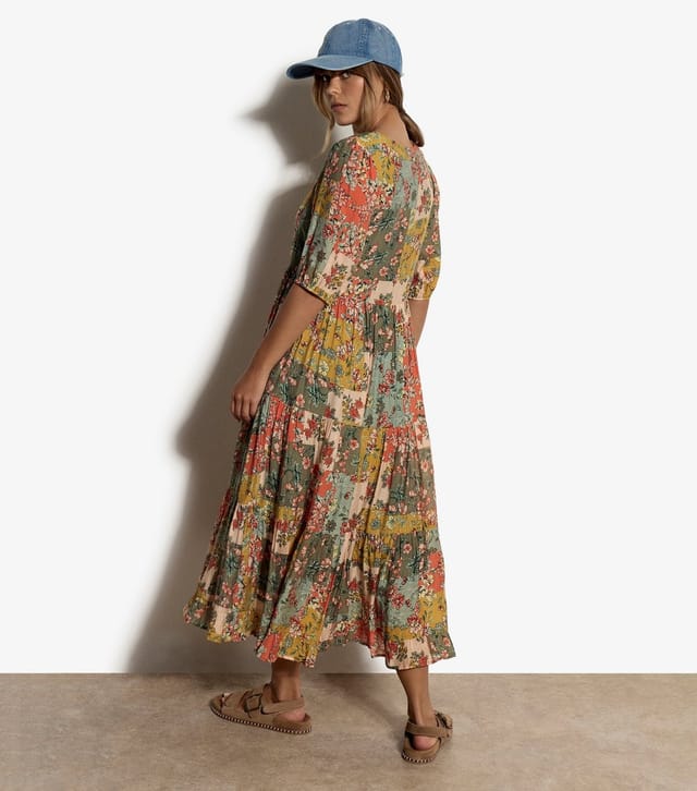 Apricot Women's Yellow Bloom Patchwork Print Midi Dress Apricot New Look - 2