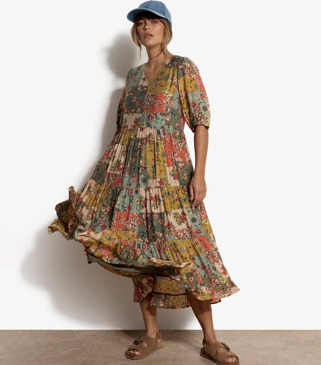 Apricot Women's Yellow Bloom Patchwork Print Midi Dress Apricot New Look - 3