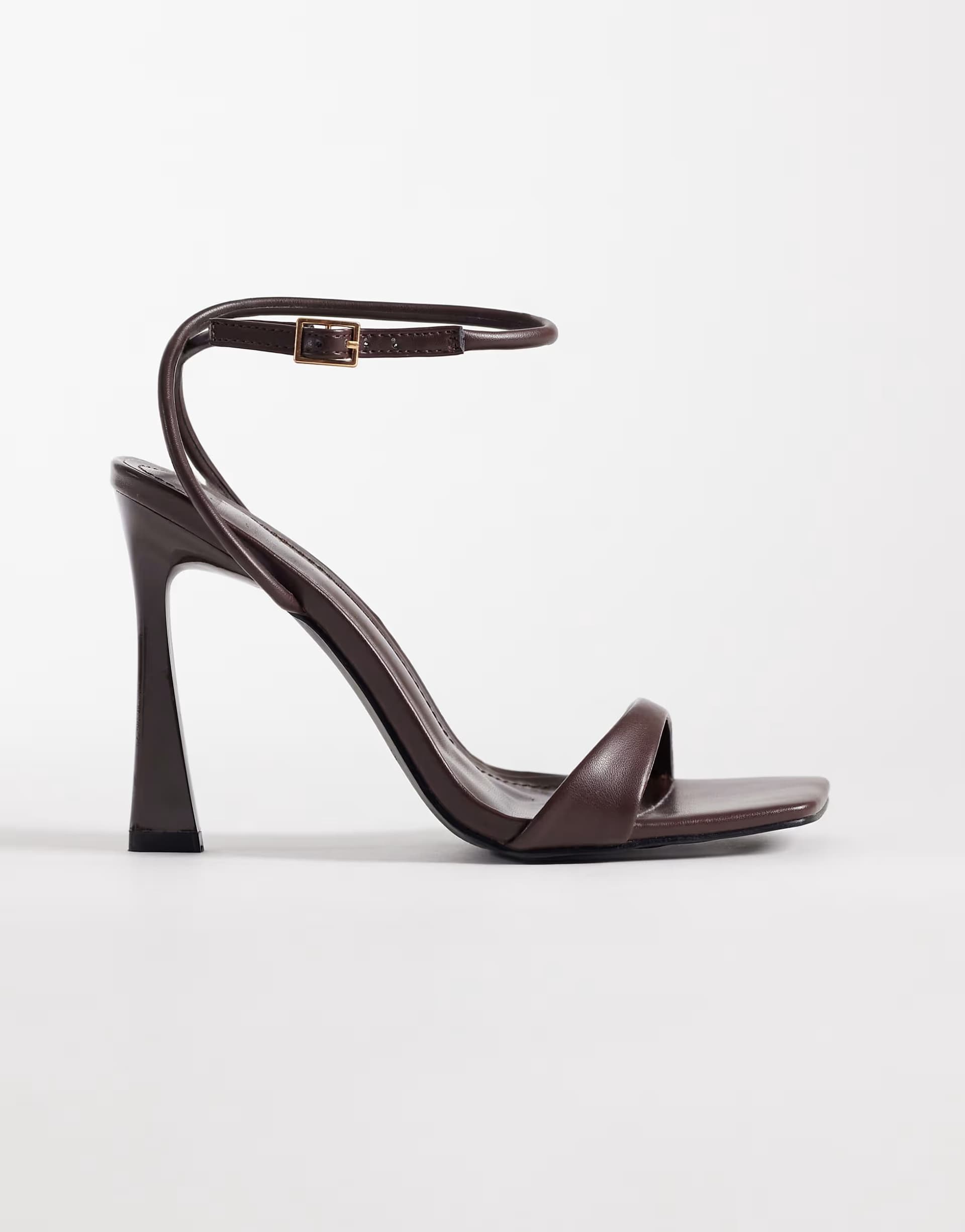 ASOS Simmi London Wide Fit Kareena barely there heeled sandals in chocolate