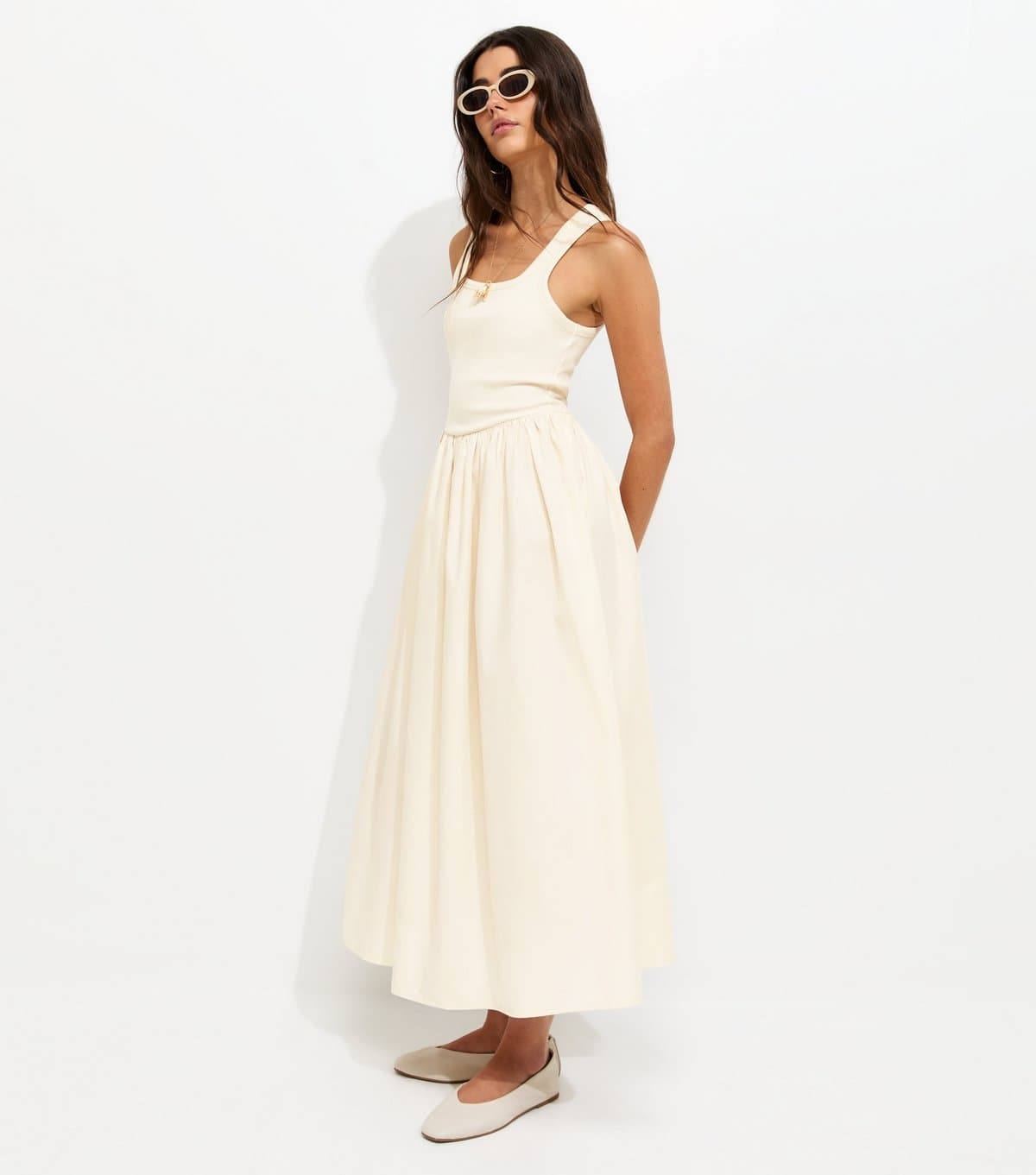 New Look New Look Off White Jersey Midi Dress
