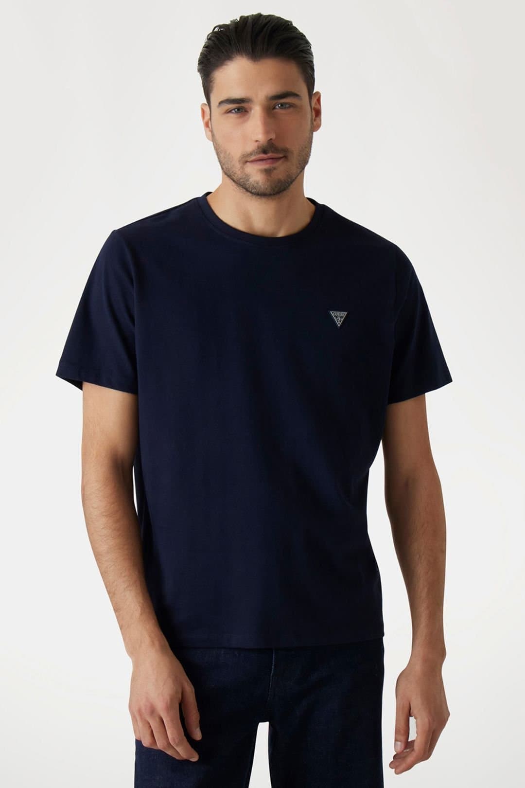 Guess Guess Men's Crew Neck Patch Tee Logo Blue